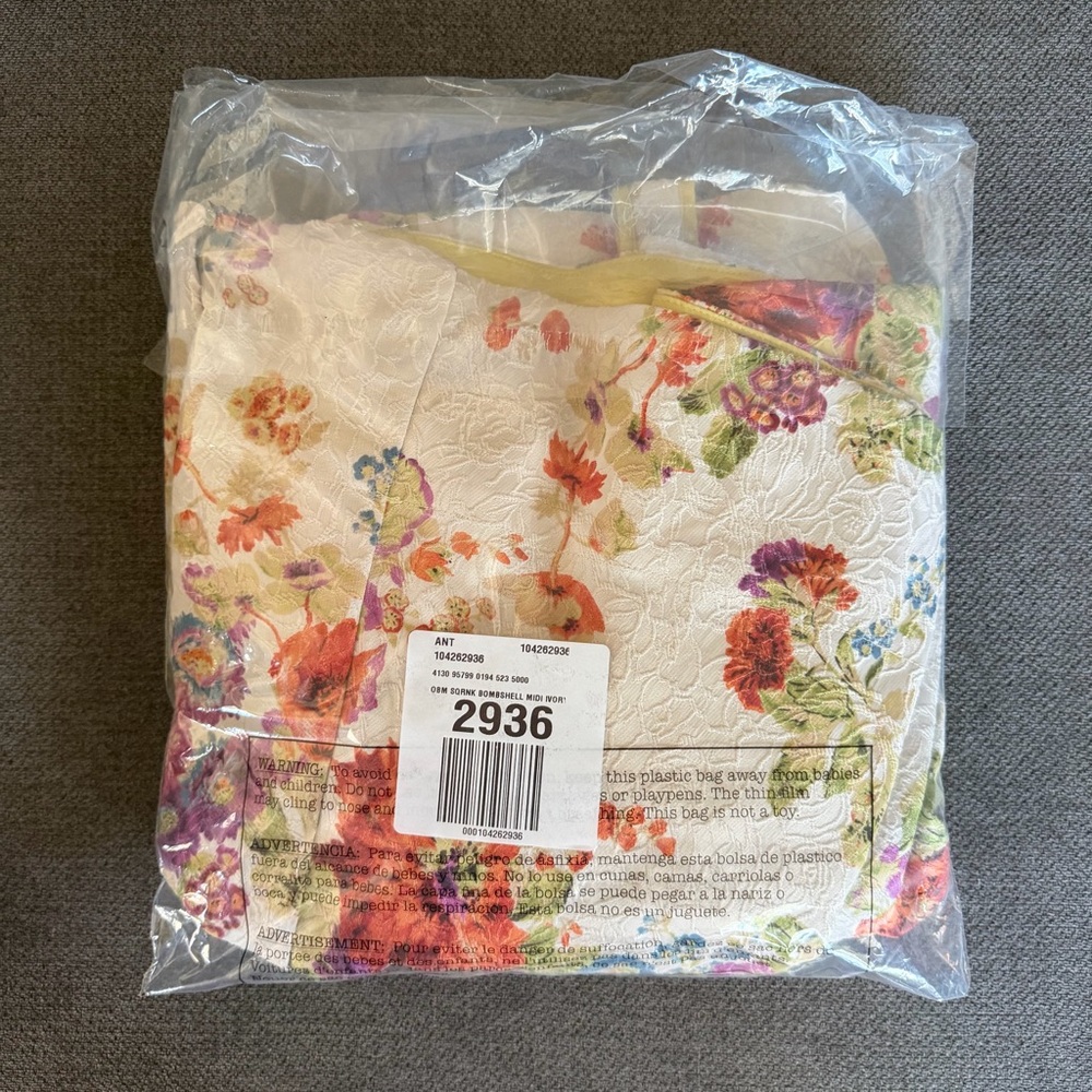 Anthropologie Maeve Square-Neck Piped Midi Dress Cream Floral - Picture 7 of 7